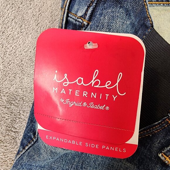 Womens MIDI Maternity Blue Jean Shorts 4” inseam Isabel Maternity Side Panel 10 - Picture 10 of 16